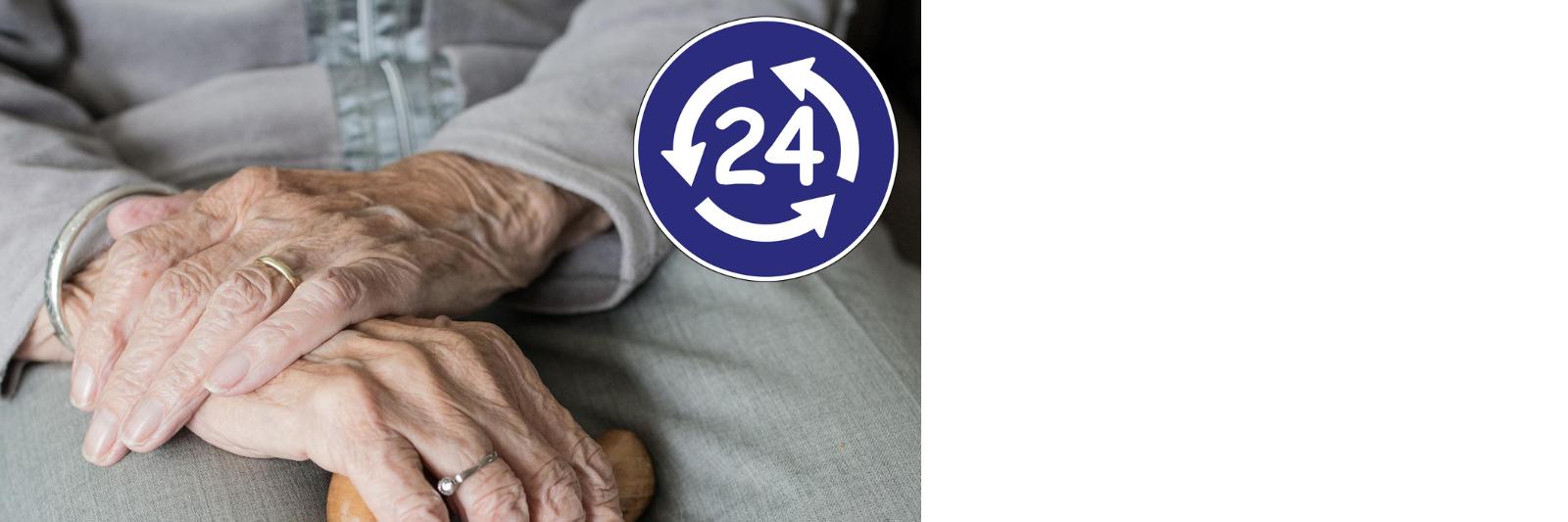Kombibild Pflege 24h hands openig hours_Pixabay