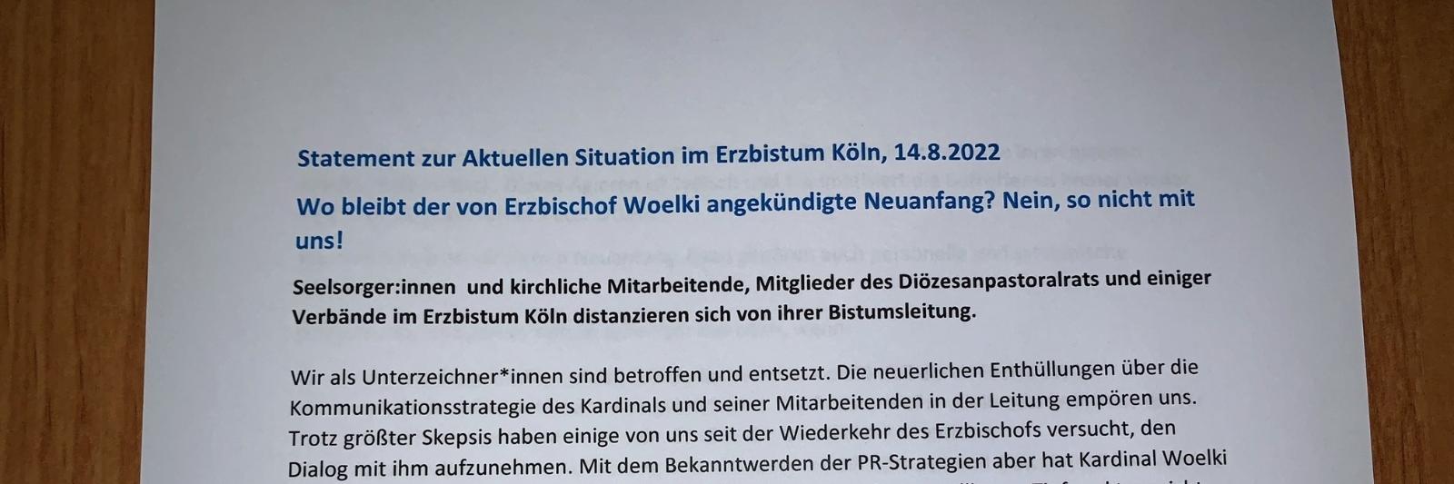 Statement zur Situation im Erzbistum